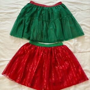 Holiday Time Green and Red Kids Skirts